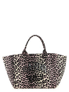 Ganni Leopard Sequin Xxl Tote Shopping Bag Blue