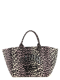 Ganni Leopard Sequin Xxl Tote Shopping Bag Blue