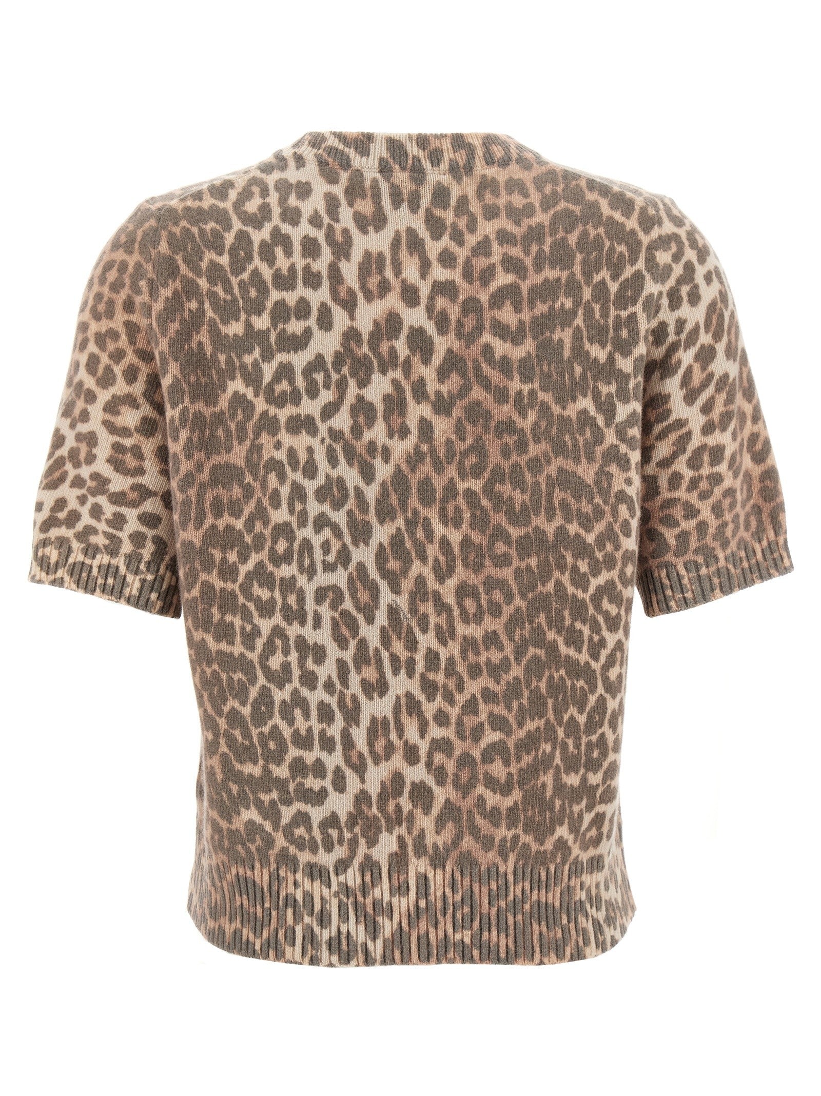 Ganni Leopard Wool Mix Shirt Brown