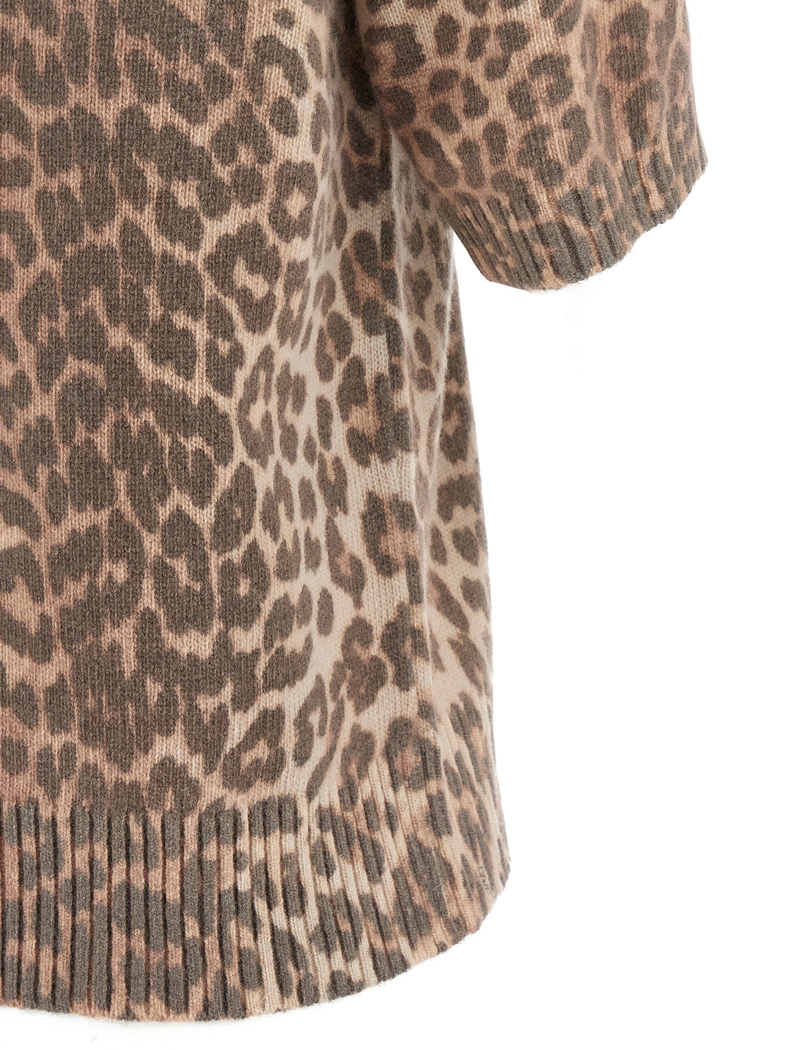 Ganni Leopard Wool Mix Shirt Brown