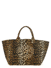 Ganni Leopard Xxl Shopping Bag Brown