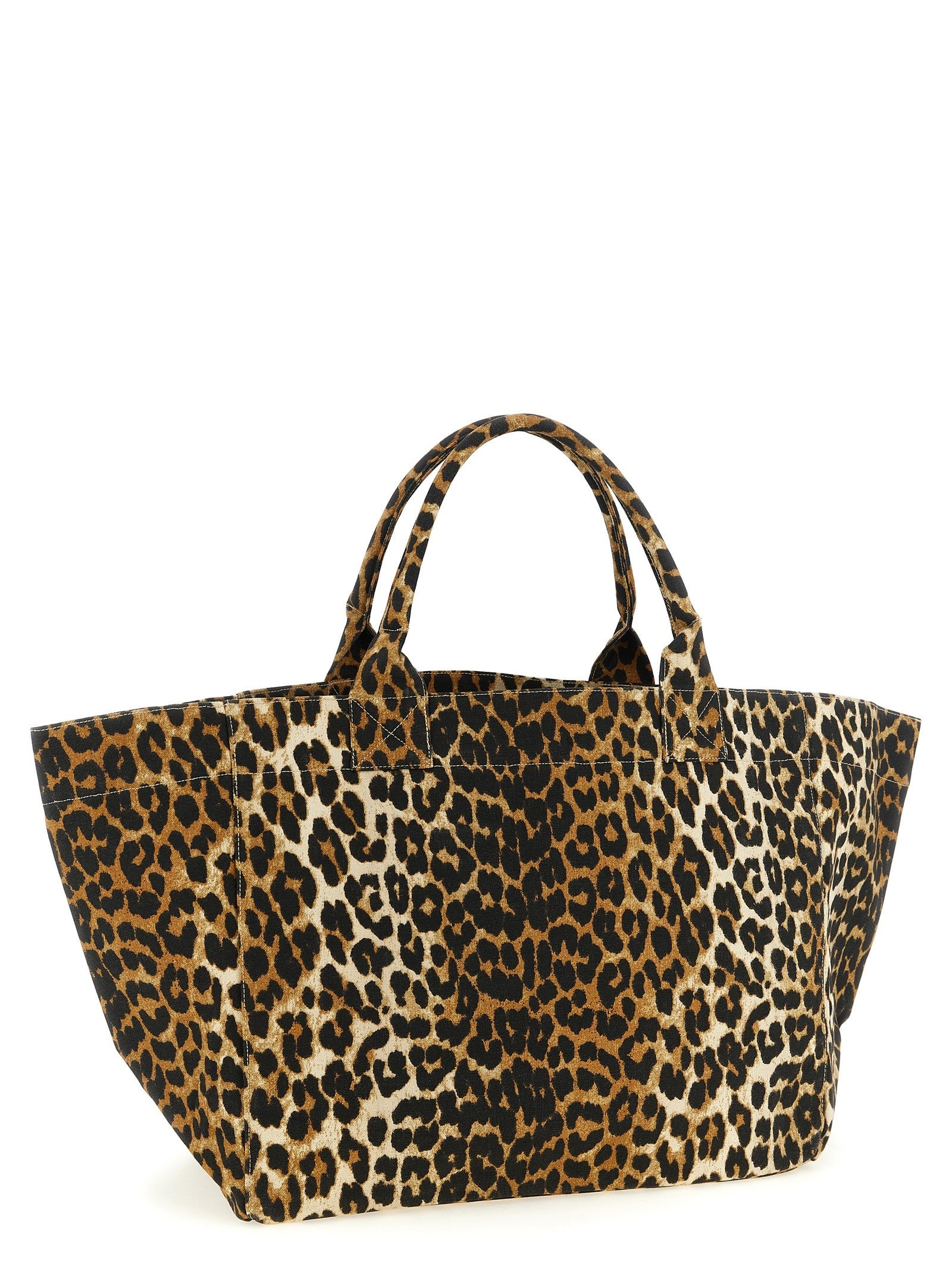 Ganni Leopard Xxl Shopping Bag Brown