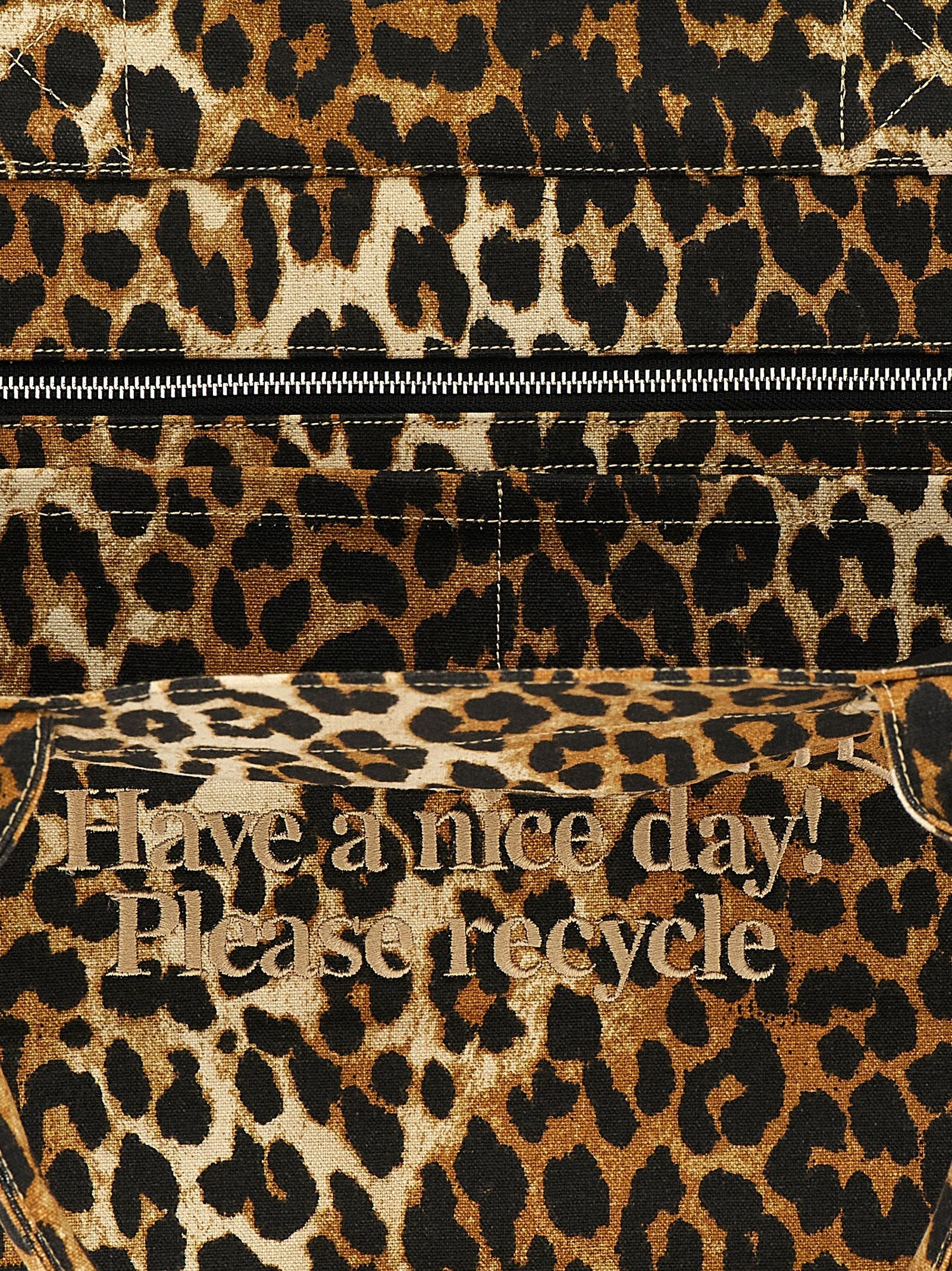 Ganni Leopard Xxl Shopping Bag Brown