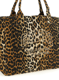 Ganni Leopard Xxl Shopping Bag Brown