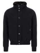 MooRER Levion Wool and Cashmere Bomber Jacket Blue
