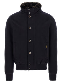 MooRER Levion Wool and Cashmere Bomber Jacket Blue