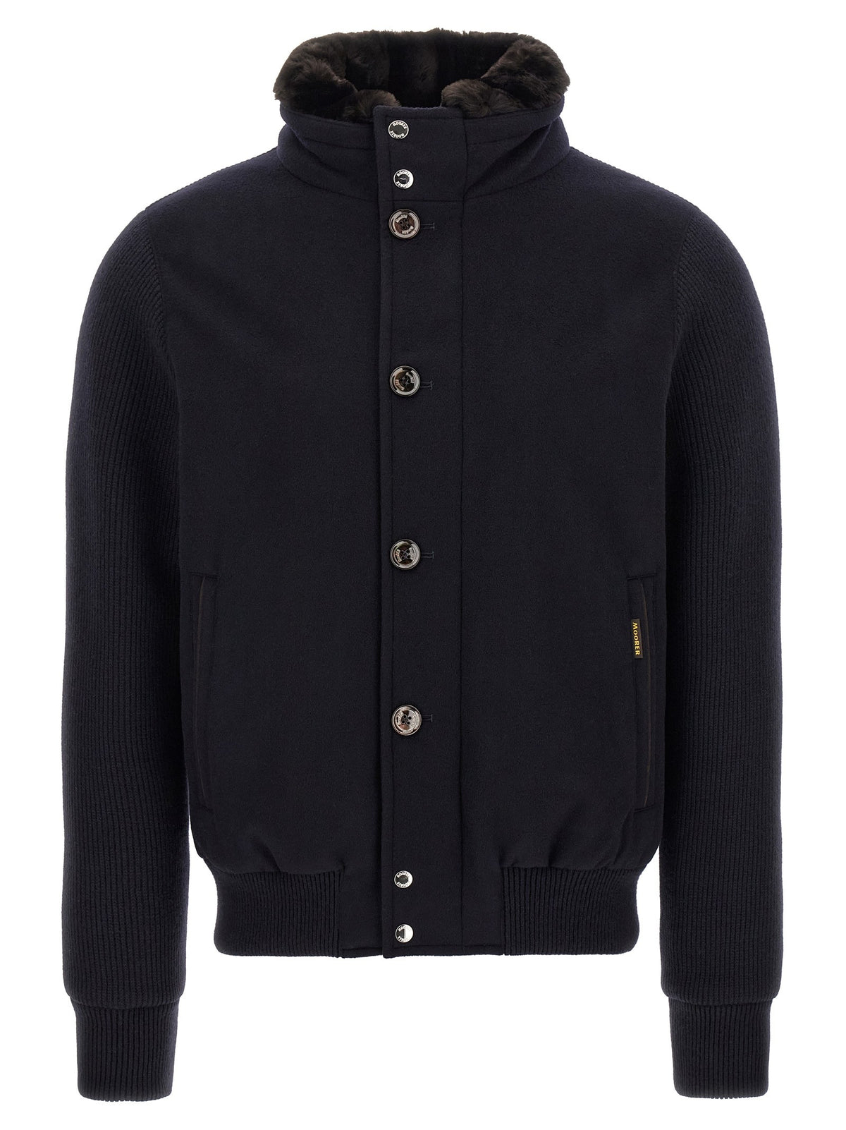 MooRER Levion Wool and Cashmere Bomber Jacket Blue