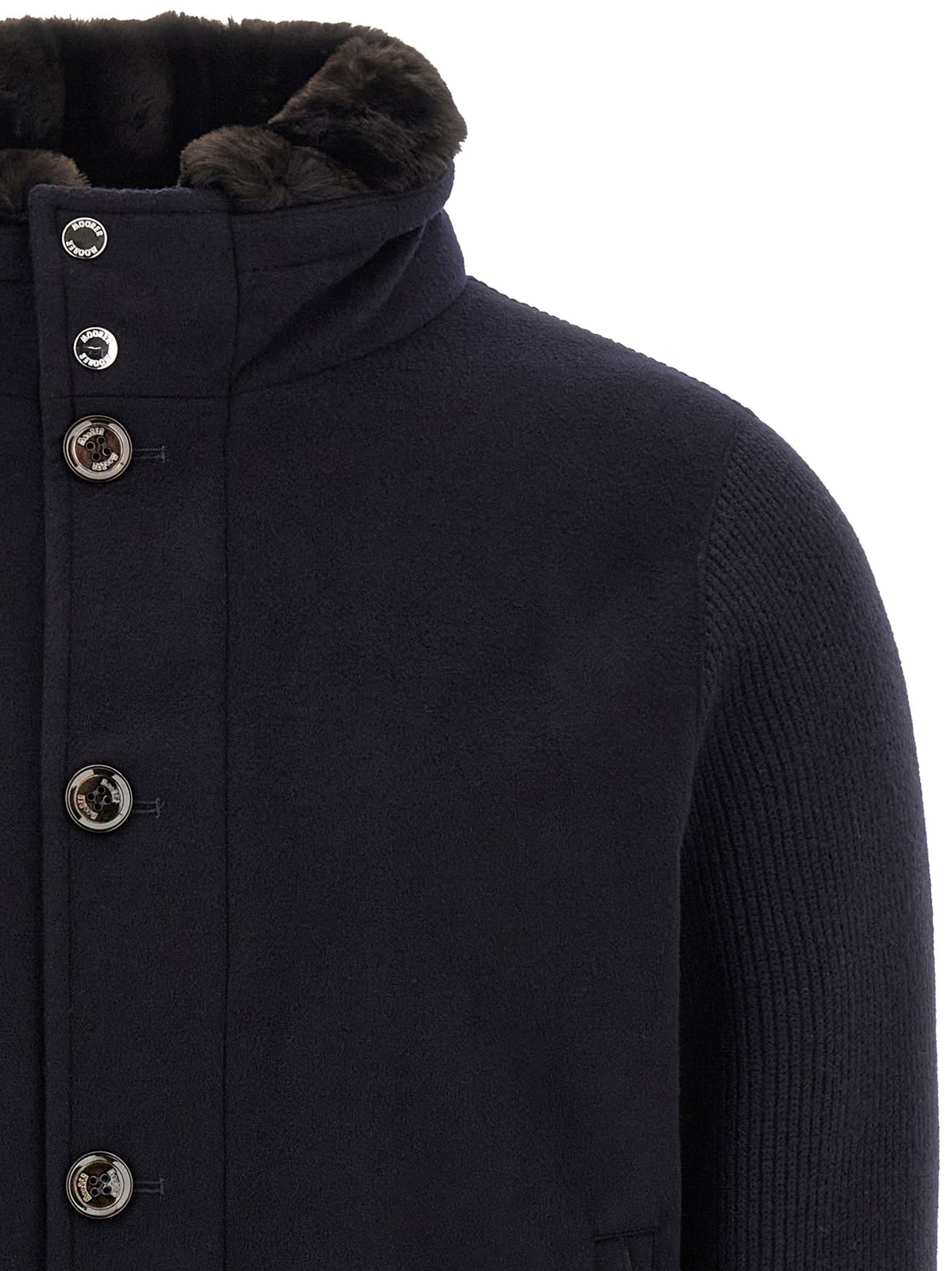 MooRER Levion Wool and Cashmere Bomber Jacket Blue, view 3