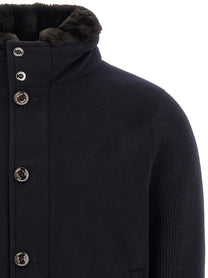 MooRER Levion Wool and Cashmere Bomber Jacket Blue, view 3