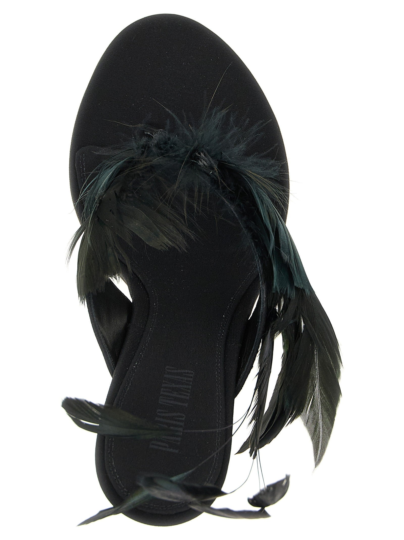 Paris Texas Lidia Feather Thong Mules Black