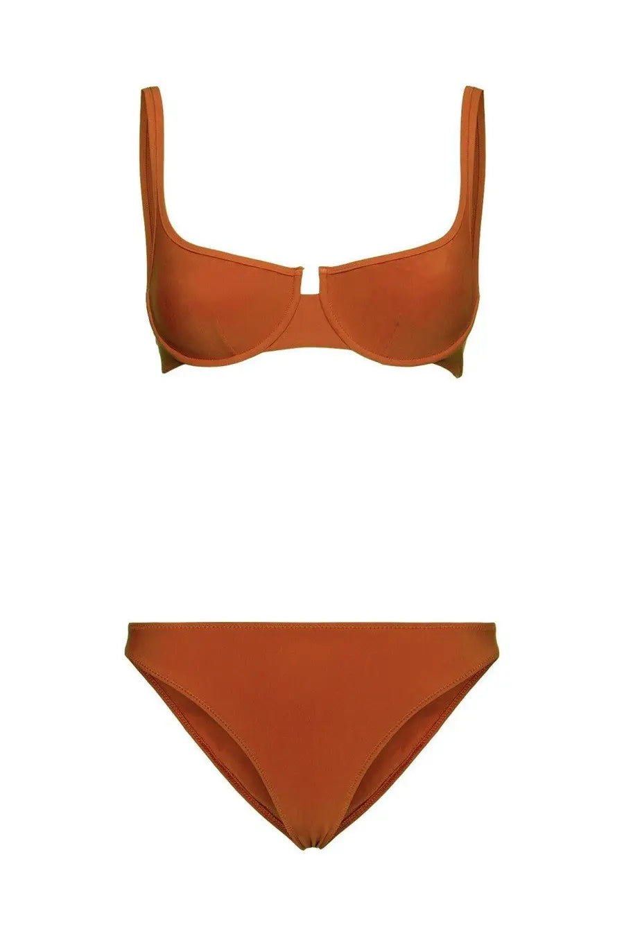Lido women’s costume bikini cinquantasei brown minimalist orange set with structured supportive bra and high-waisted briefs