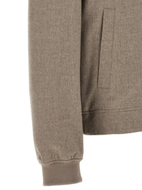Brunello Cucinelli Light Flannel Bomber Jacket Grey, view 4