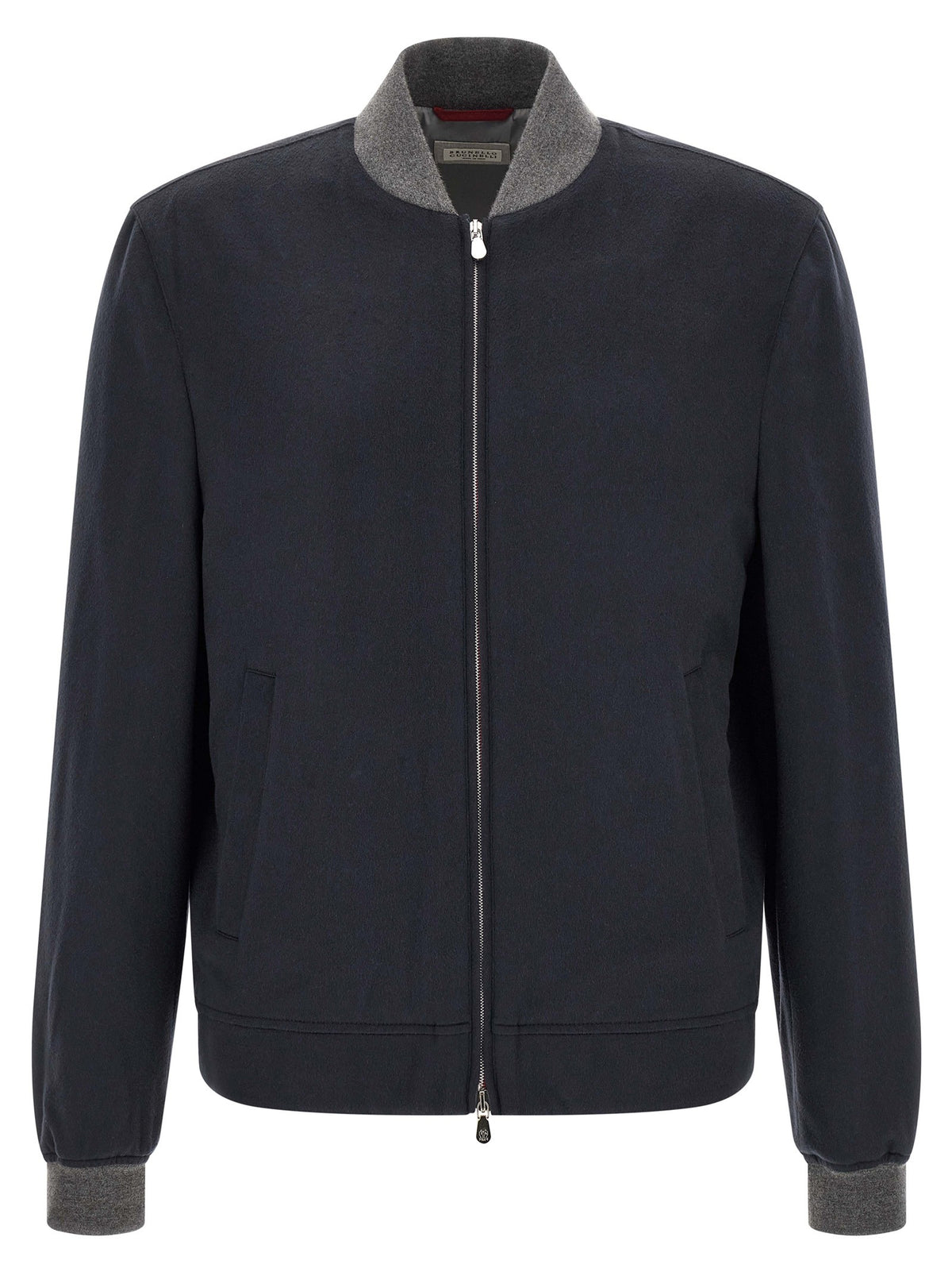Brunello Cucinelli Light Flannel Bomber Jacket Blue