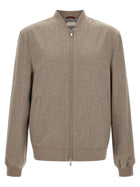 Brunello Cucinelli Light Flannel Bomber Jacket Grey