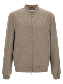 Brunello Cucinelli Light Flannel Bomber Jacket Grey