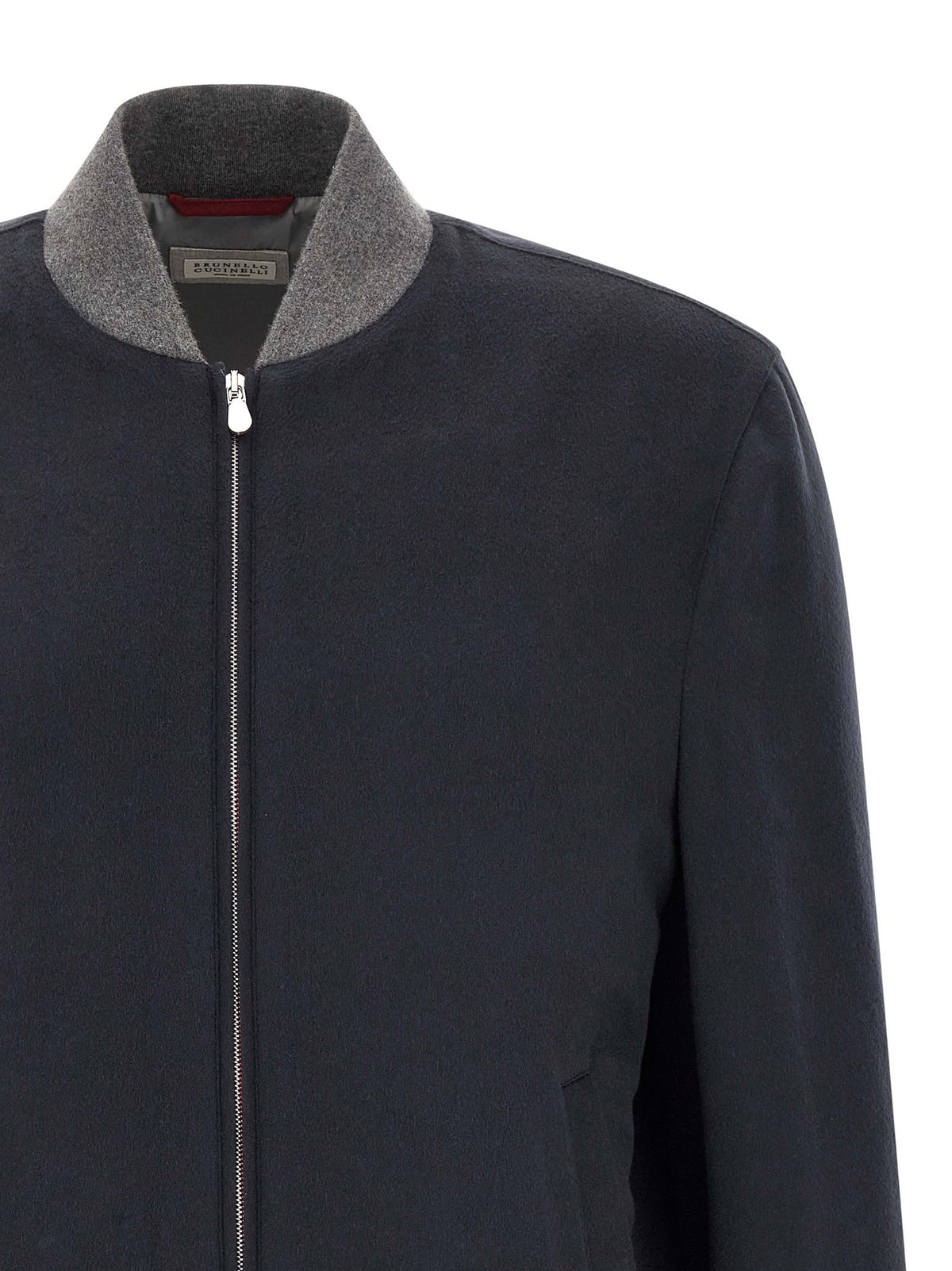 Brunello Cucinelli Light Flannel Bomber Jacket Blue