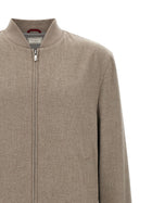 Brunello Cucinelli Light Flannel Bomber Jacket Grey, view 3