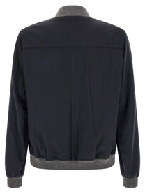 Brunello Cucinelli Light Flannel Bomber Jacket Blue