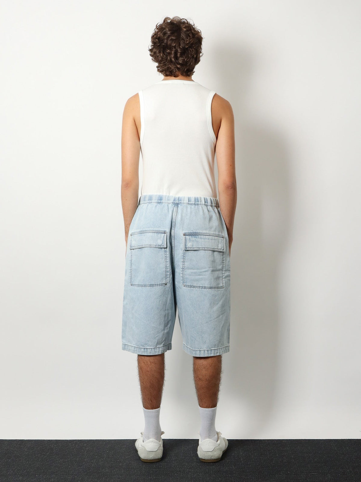 Entire Studios Men's Light Washed Denim Bermuda Shorts Blue, view 3