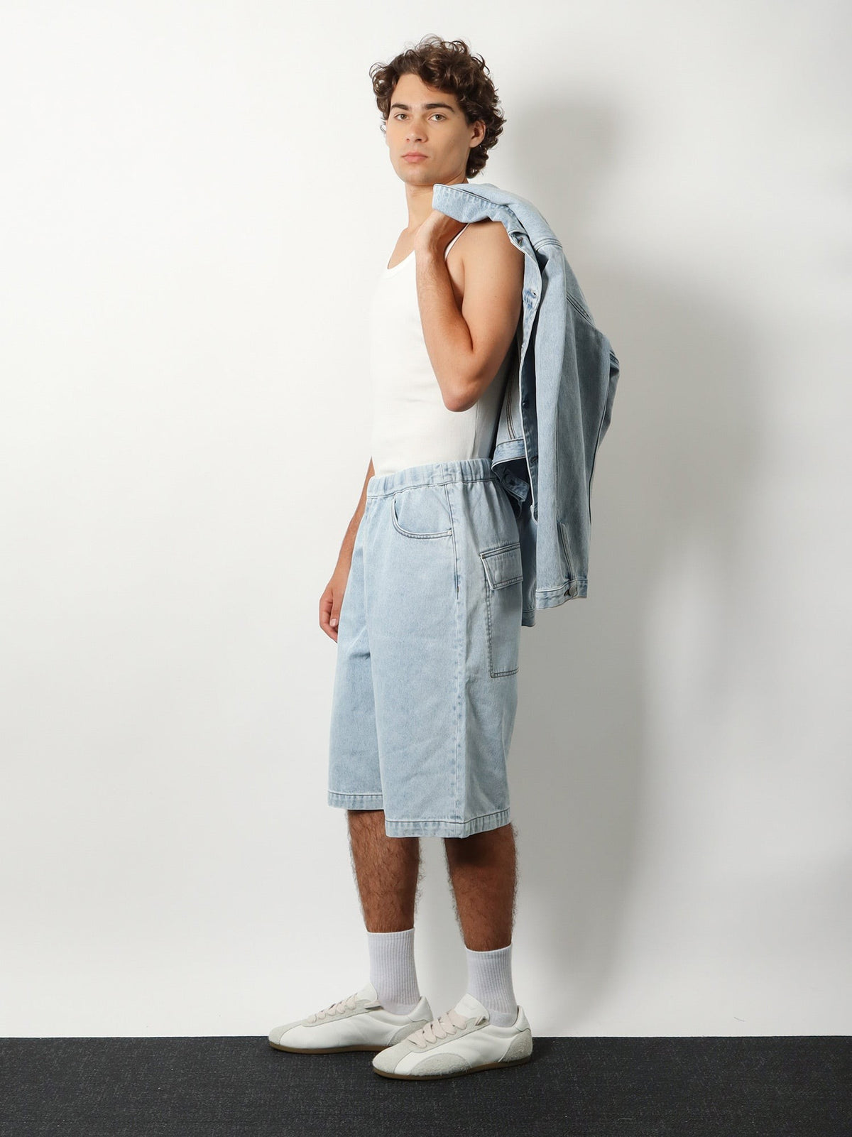 Entire Studios Men's Light Washed Denim Bermuda Shorts Blue