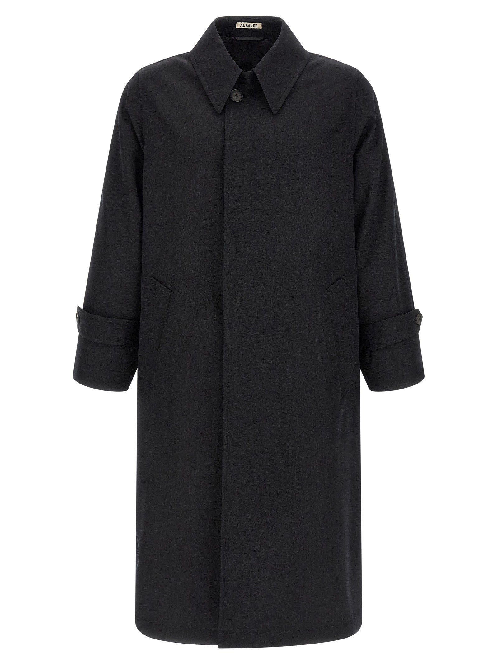 AURALEE Light Wool Gabardine Trench Coat Black