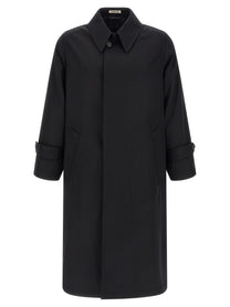 AURALEE Light Wool Gabardine Trench Coat Black