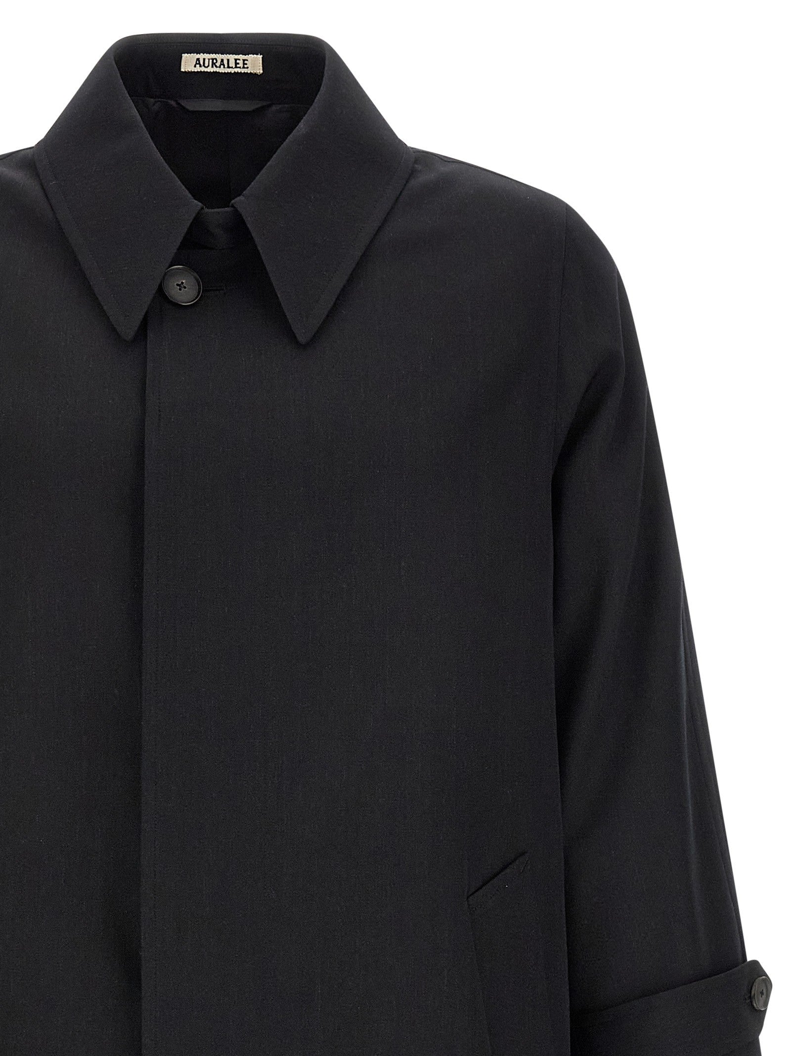 AURALEE Light Wool Gabardine Trench Coat Black