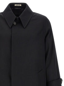AURALEE Light Wool Gabardine Trench Coat Black