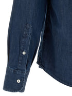 Brunello Cucinelli Lightweight Denim Shirt Blue, view 4