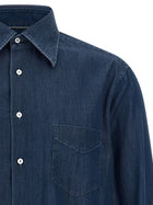 Brunello Cucinelli Lightweight Denim Shirt Blue, view 3