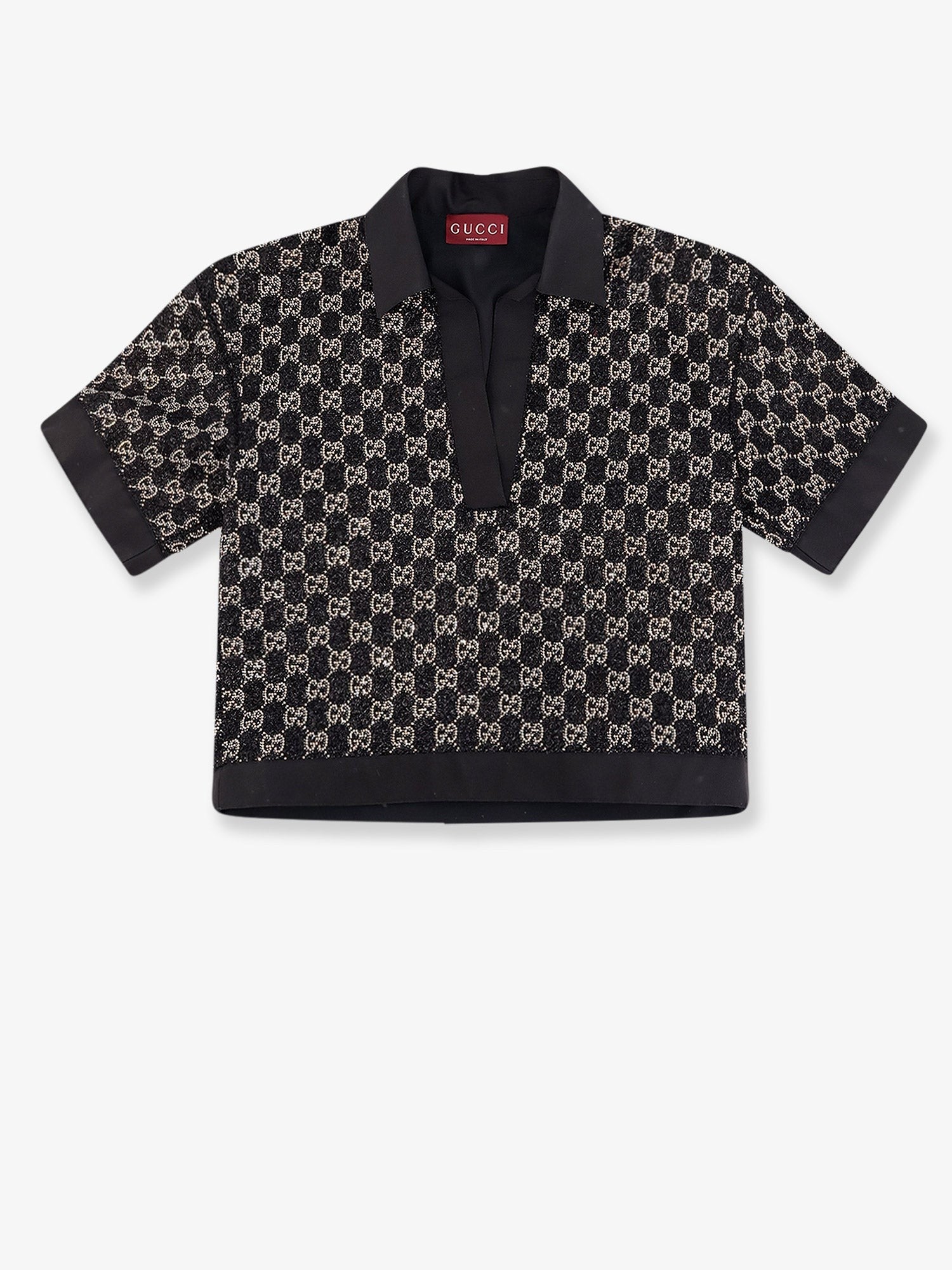 Gucci Women's Lightweight Lamé Wool Tweed Top Black