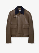Loewe Women's Lightweight Nappa Leather Short Jacket Green