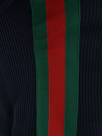 Gucci Women's Lightweight Ribbed Cotton Jersey Sweatshirt Blue