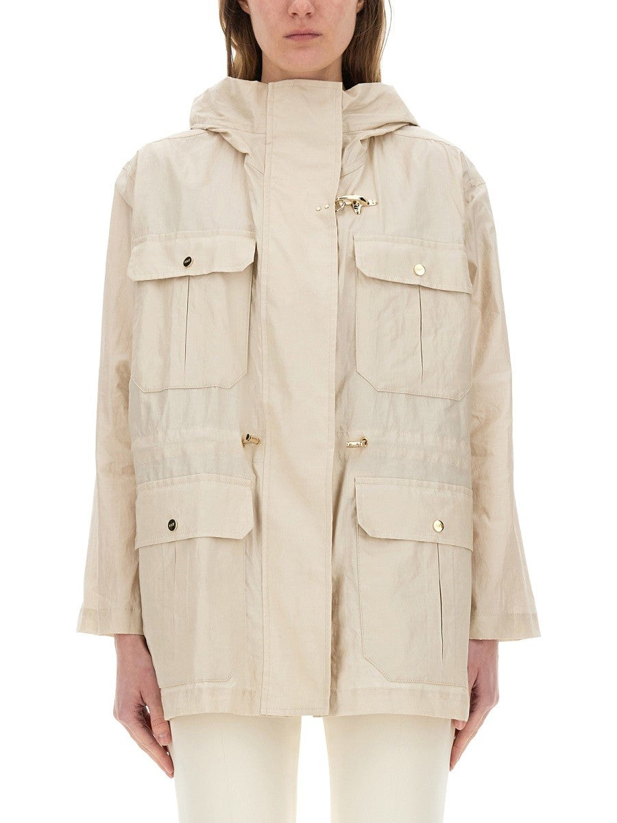 Fay Women's Linen and Cotton Canvas Parka Beige Fay