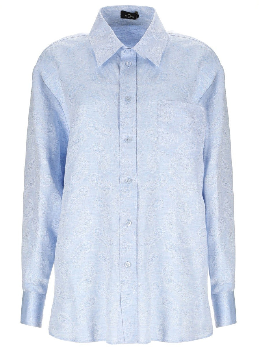 Etro Women's Linen and Cotton Shirt Blue