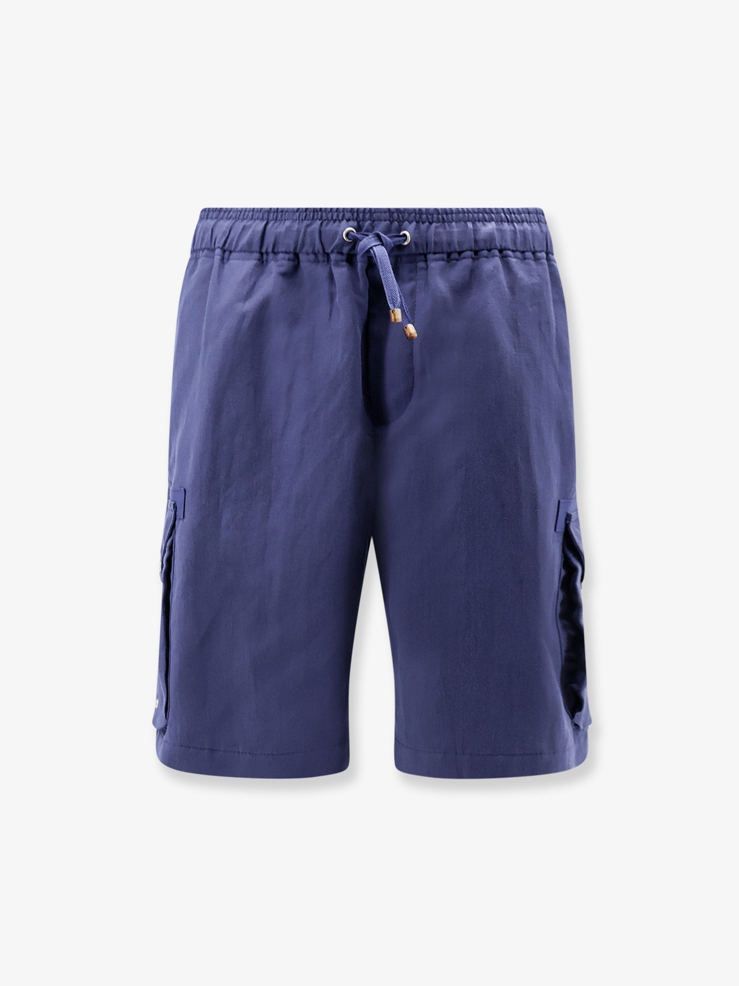 Brunello Cucinelli Men's Linen and Cotton Shorts Blue