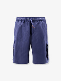 Brunello Cucinelli Men's Linen and Cotton Shorts Blue