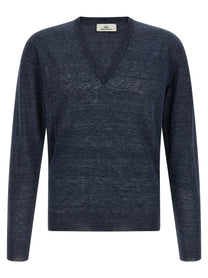 Riviera Project Linen and Silk Sweater Blue
