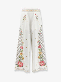 FARM Rio Women's Linen and Viscose Trousers White