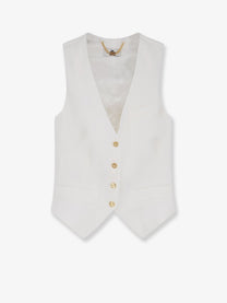 Elisabetta Franchi Women's Linen and Viscose Vest White