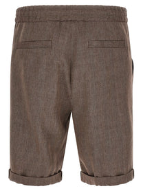 Brunello Cucinelli Linen and Wool Bermuda Shorts Brown