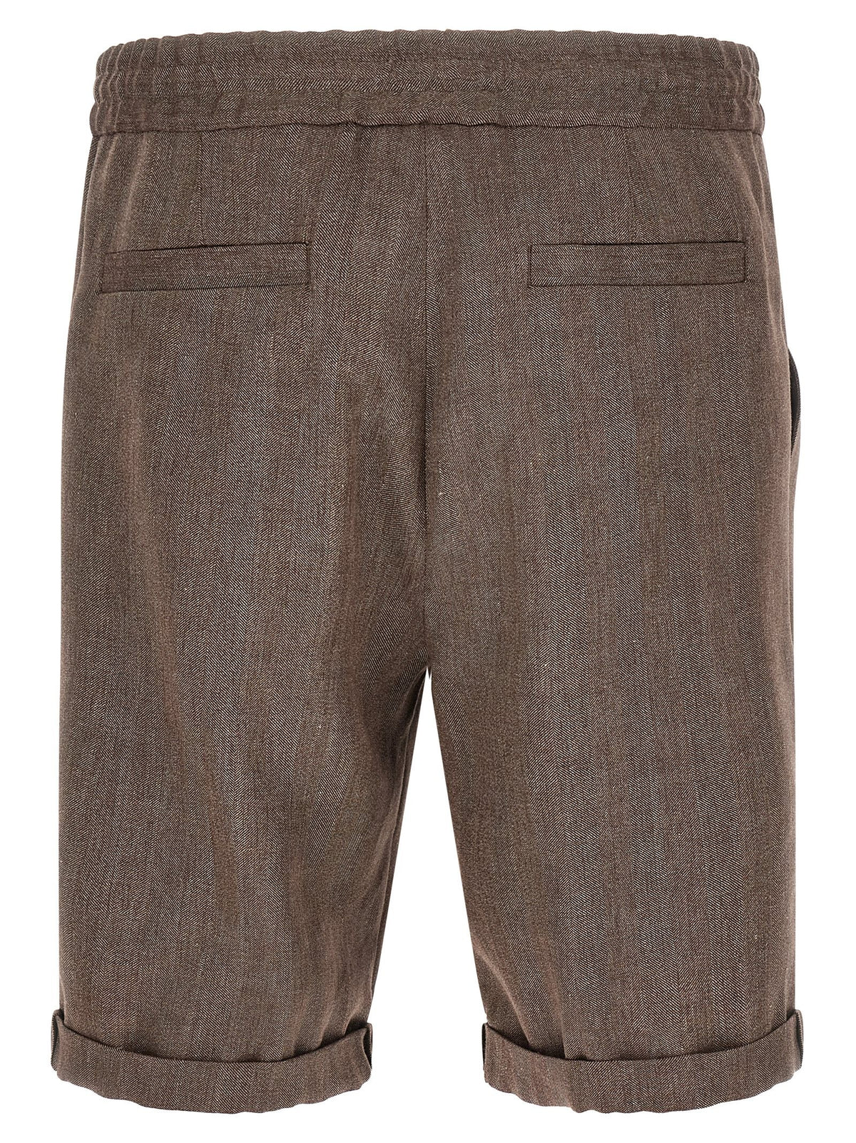 Brunello Cucinelli Linen and Wool Bermuda Shorts Brown, view 2