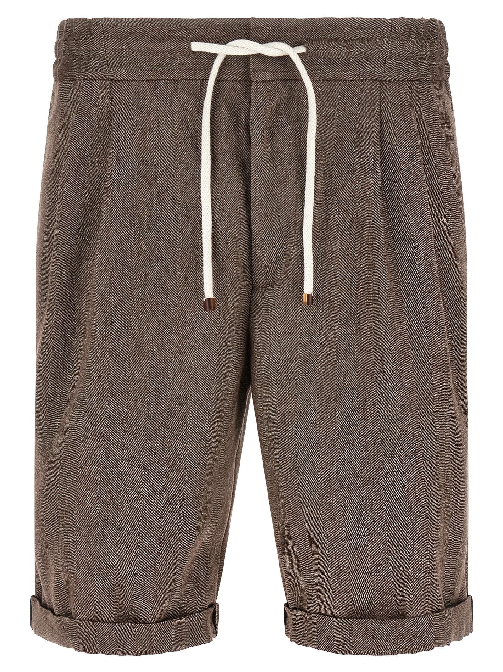 Brunello Cucinelli Linen and Wool Bermuda Shorts Brown