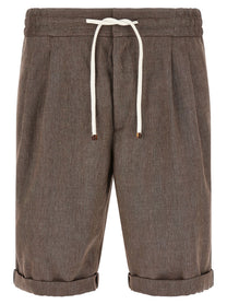 Brunello Cucinelli Linen and Wool Bermuda Shorts Brown