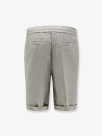 Brunello Cucinelli Men's Linen Bermuda Shorts Grey
