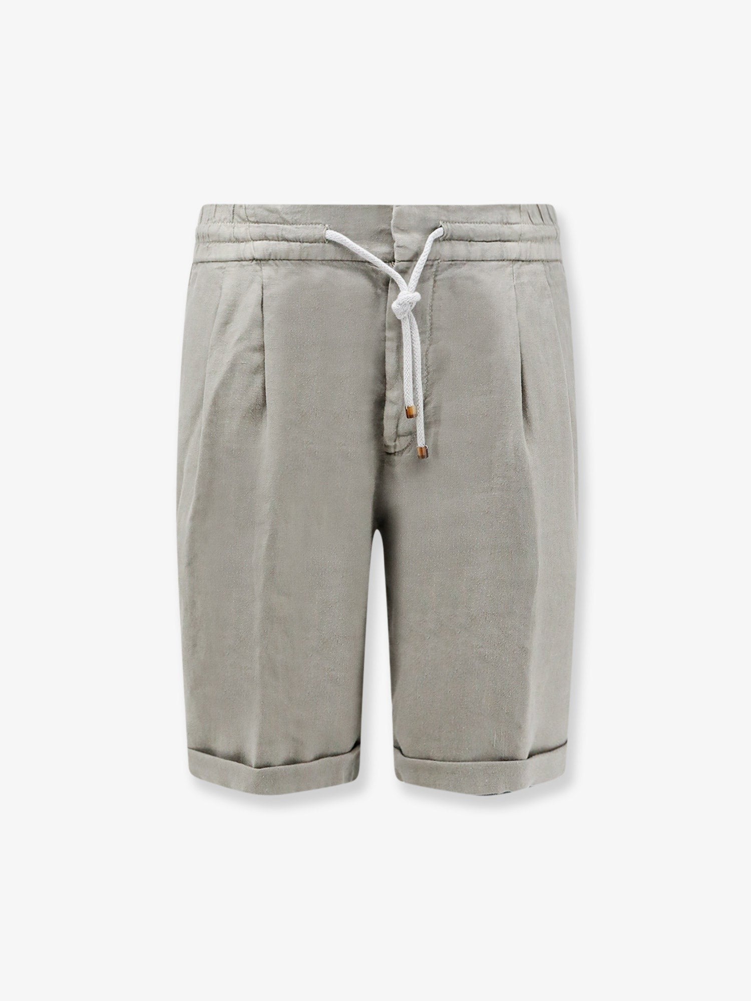 Brunello Cucinelli Men's Linen Bermuda Shorts Kaky