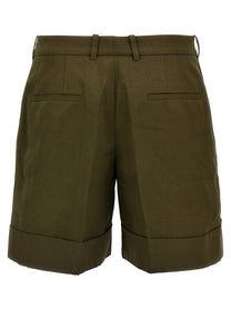 Jil Sander Linen Bermuda Shorts Green