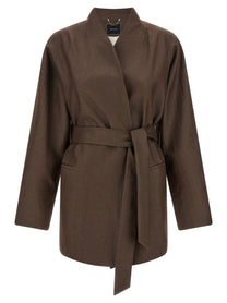 Kiton Linen Blend Blazer Brown