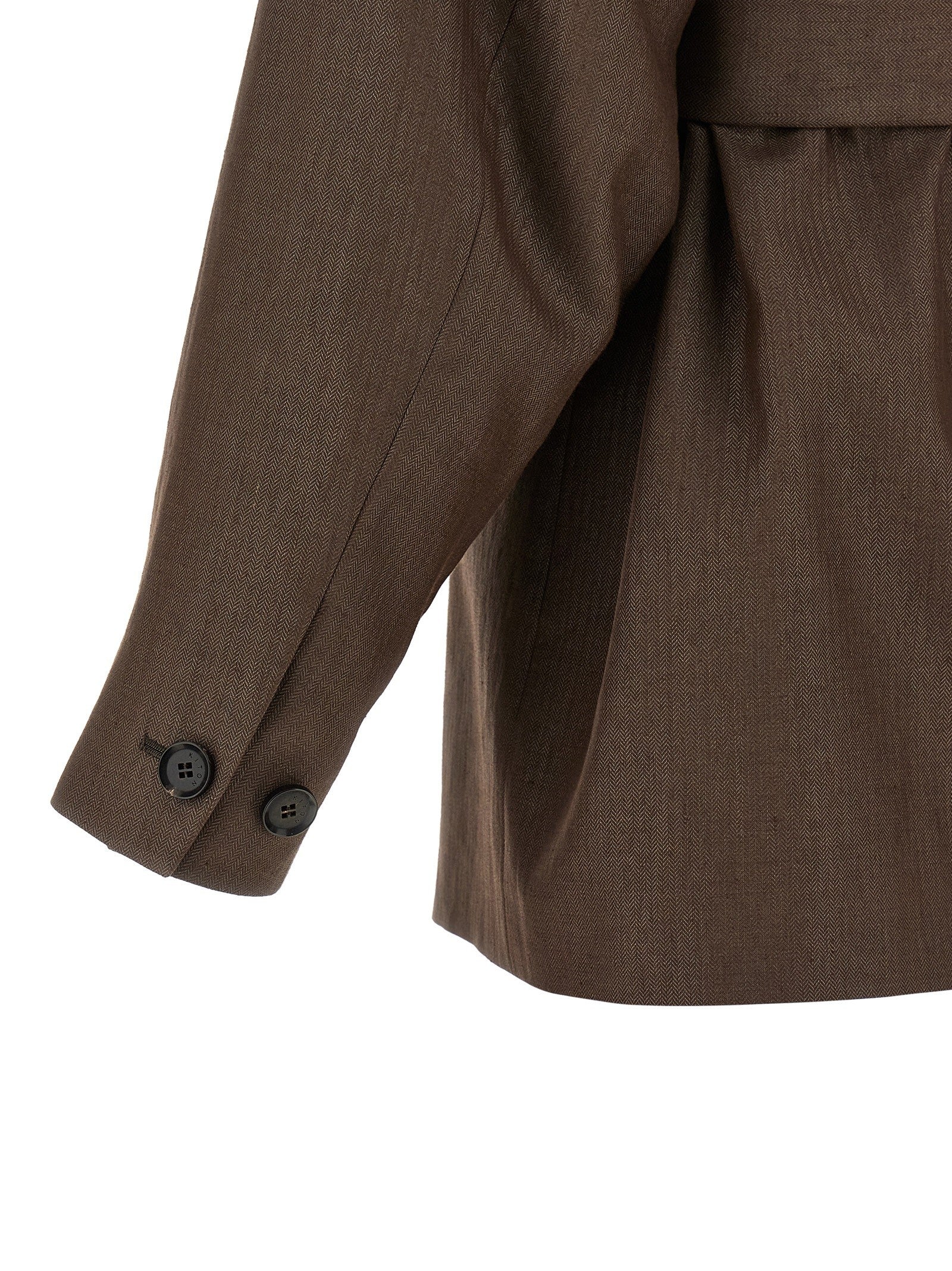 Kiton Linen Blend Blazer Brown