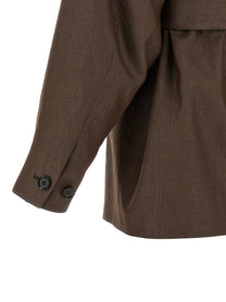 Kiton Linen Blend Blazer Brown